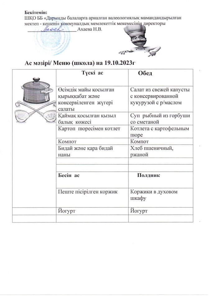 Меню на 19.10.2023г