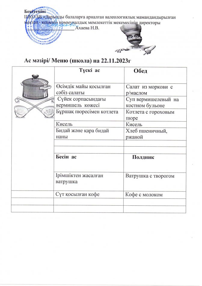 Меню на 22.11.2023г