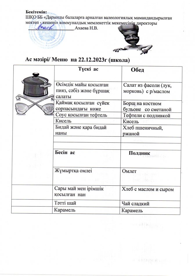 Меню на 22.12.2023г