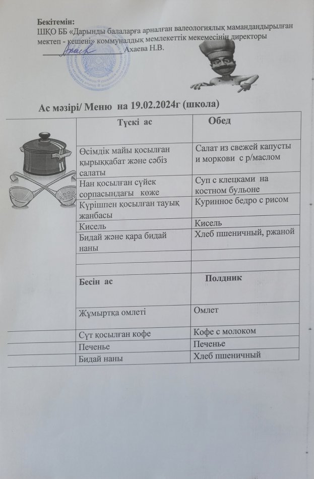 Меню на 19.02.2024г
