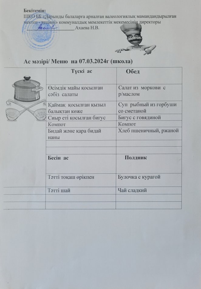 Меню на 07.03.2024г