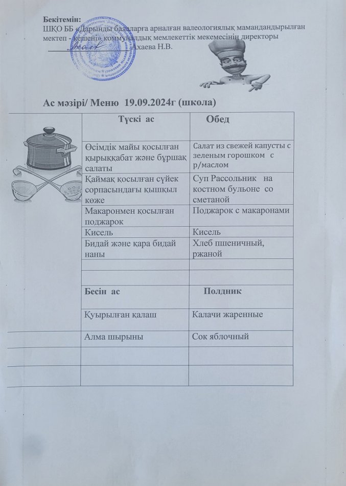 Меню на 19.09.2024г
