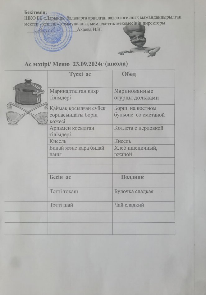 Меню на 23.09.2024г